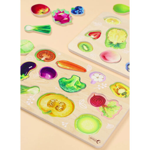 Classic World medinė Montessori daržovių dėlionė – 6 el.