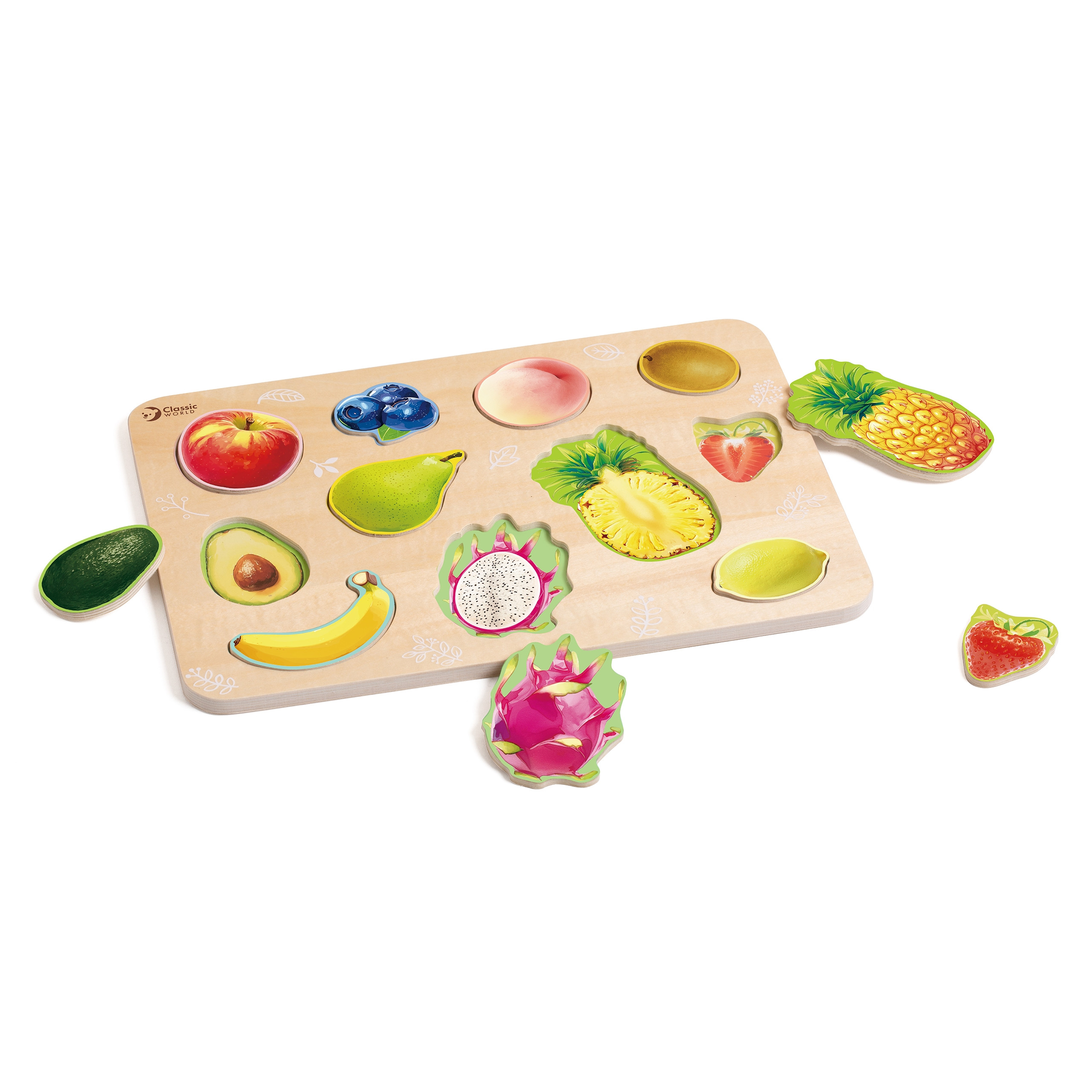 Classic World medinė Montessori vaisių dėlionė