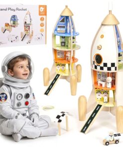 Classic World medinė kosminė raketa su 12 kambarių