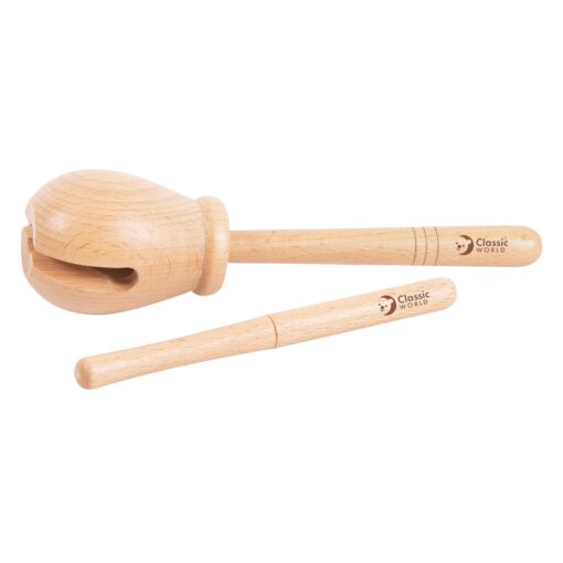 Classic World medinis ritmo instrumentas „Woodblock“ su lazdele