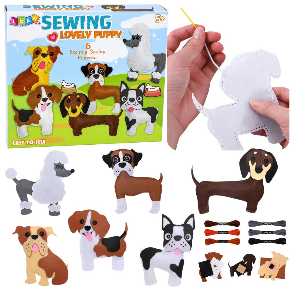 DIY Dogs siuvimo rinkinys vaikams – 6 veltinio šuniukai
