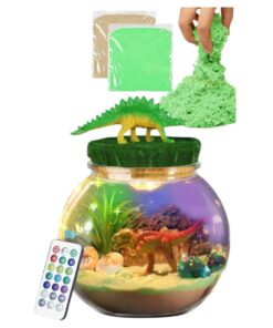 Dinozaurų terariumo rinkinys su LED apšvietimu ir pulteliu