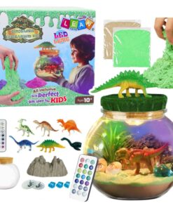 Dinozaurų terariumo rinkinys su LED apšvietimu ir pulteliu