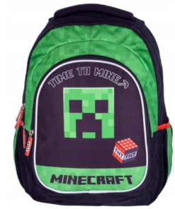 Minecraft mokyklinė kuprinė berniukui – TNT tema, 3 skyriai