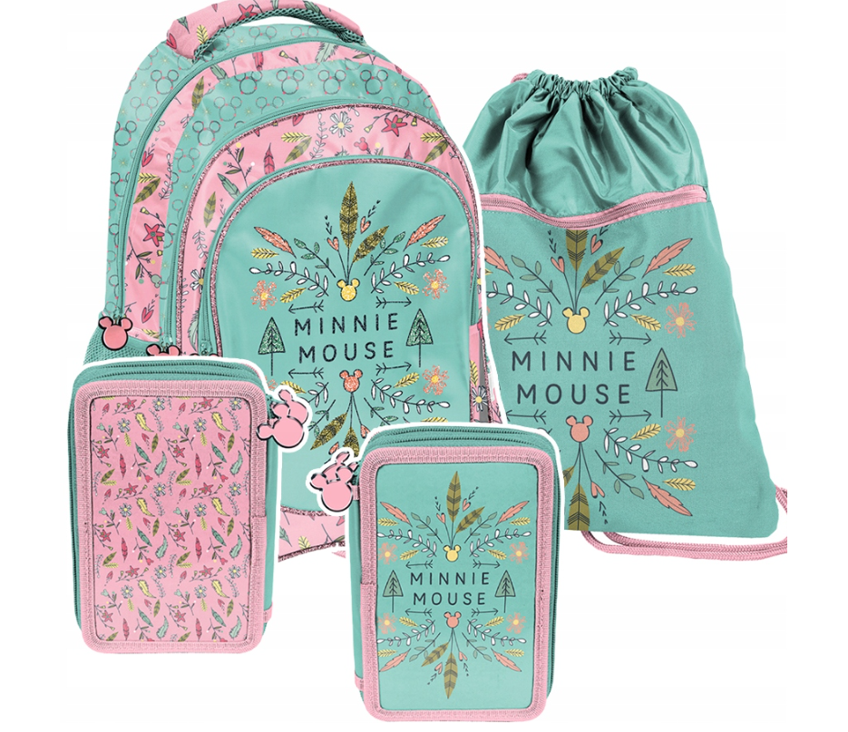 Paso mokyklinis rinkinys mergaitėms – Minnie, 3in1: kuprinė, batų maišelis ir pieštukinė