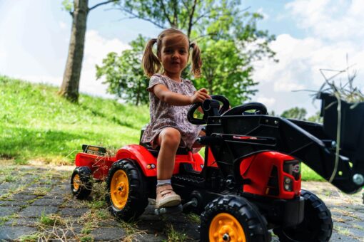 FALK Supercharger Red Eco Design pedalinis traktorius–ekskavatorius su priekaba