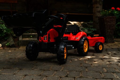 FALK Supercharger Red Eco Design pedalinis traktorius–ekskavatorius su priekaba