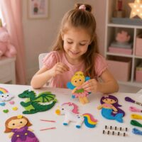 Fairy Land siuvimo rinkinys vaikams – 6 veltinio pasakų personažai