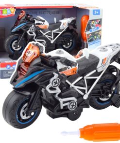 Juodas lenktyninis sukamasis motociklas vaikams
