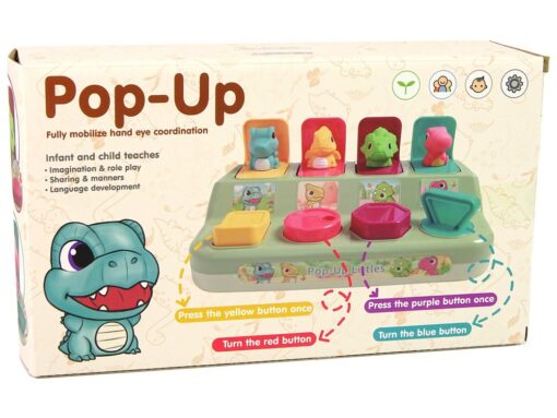 Lavinamasis pop‑up žaislas mažyliams su spalvingais dinozaurais