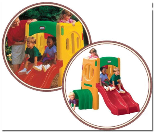 Little Tikes žaidimų centras su dviguba čiuožykla ir tuneliu