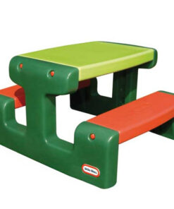 Little Tikes žaliai‑raudonas pikniko stalas su sėdynėmis