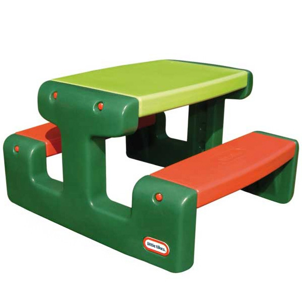 Little Tikes žaliai‑raudonas pikniko stalas su sėdynėmis