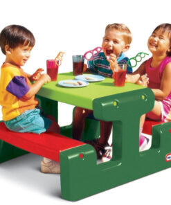 Little Tikes žaliai‑raudonas pikniko stalas su sėdynėmis