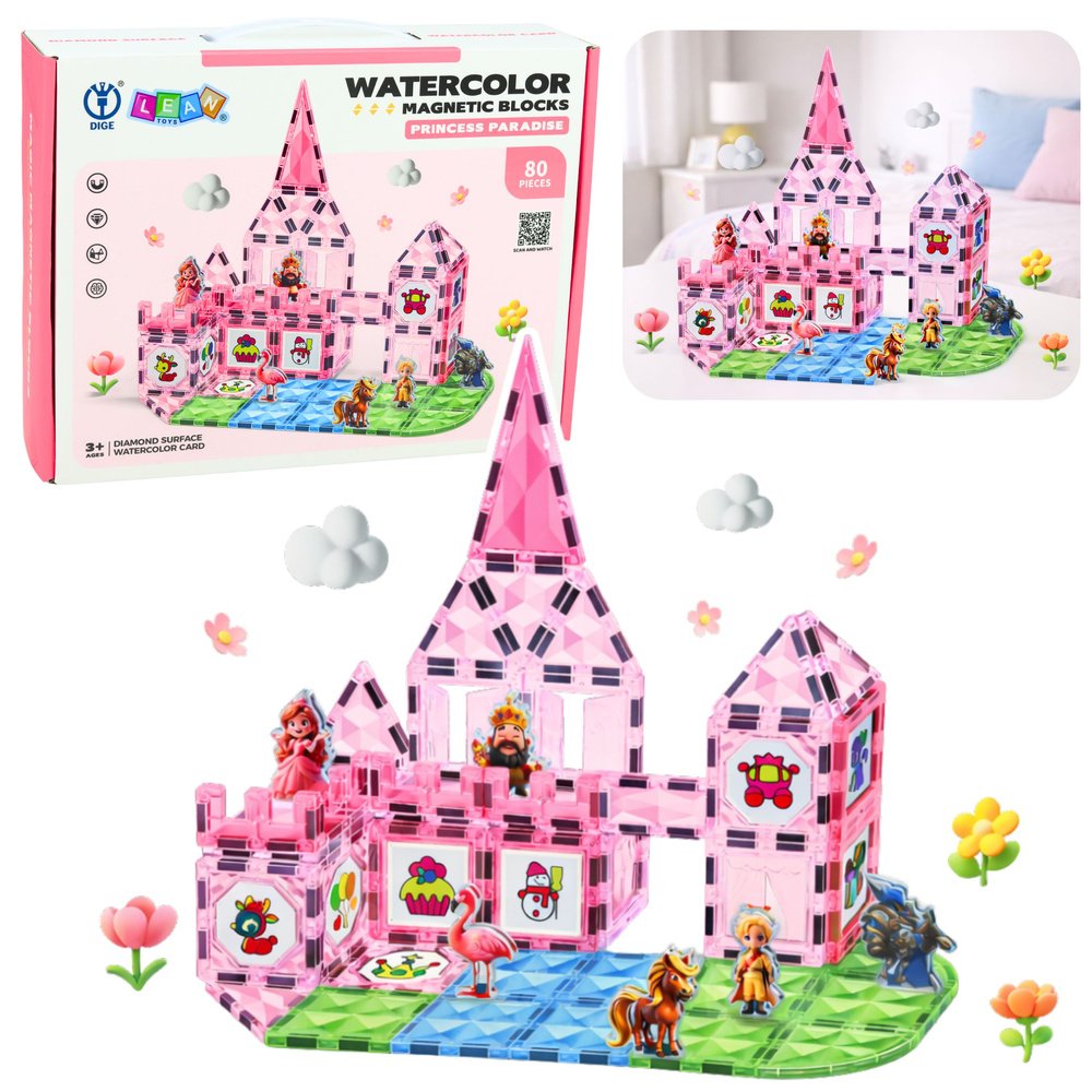 Magnetinis konstruktorius Watercolor Princess Castle – 80 el. Magnetinis konstruktorius Watercolor Princess Castle – 80 el.