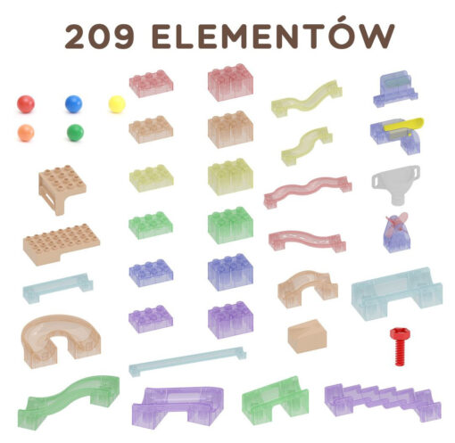 Masterkidz 209 dalių kamuoliukų trasos rinkinys STEM lentoms