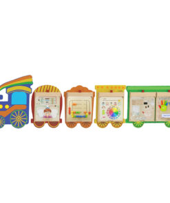 Masterkidz FLEX sieninių edukacinių lentų montavimo sistema – traukinys su 5 rėmais