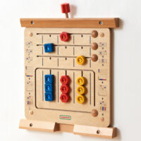 Masterkidz medinė formų ir spalvų lavinimo lenta su slankiojančiais elementais