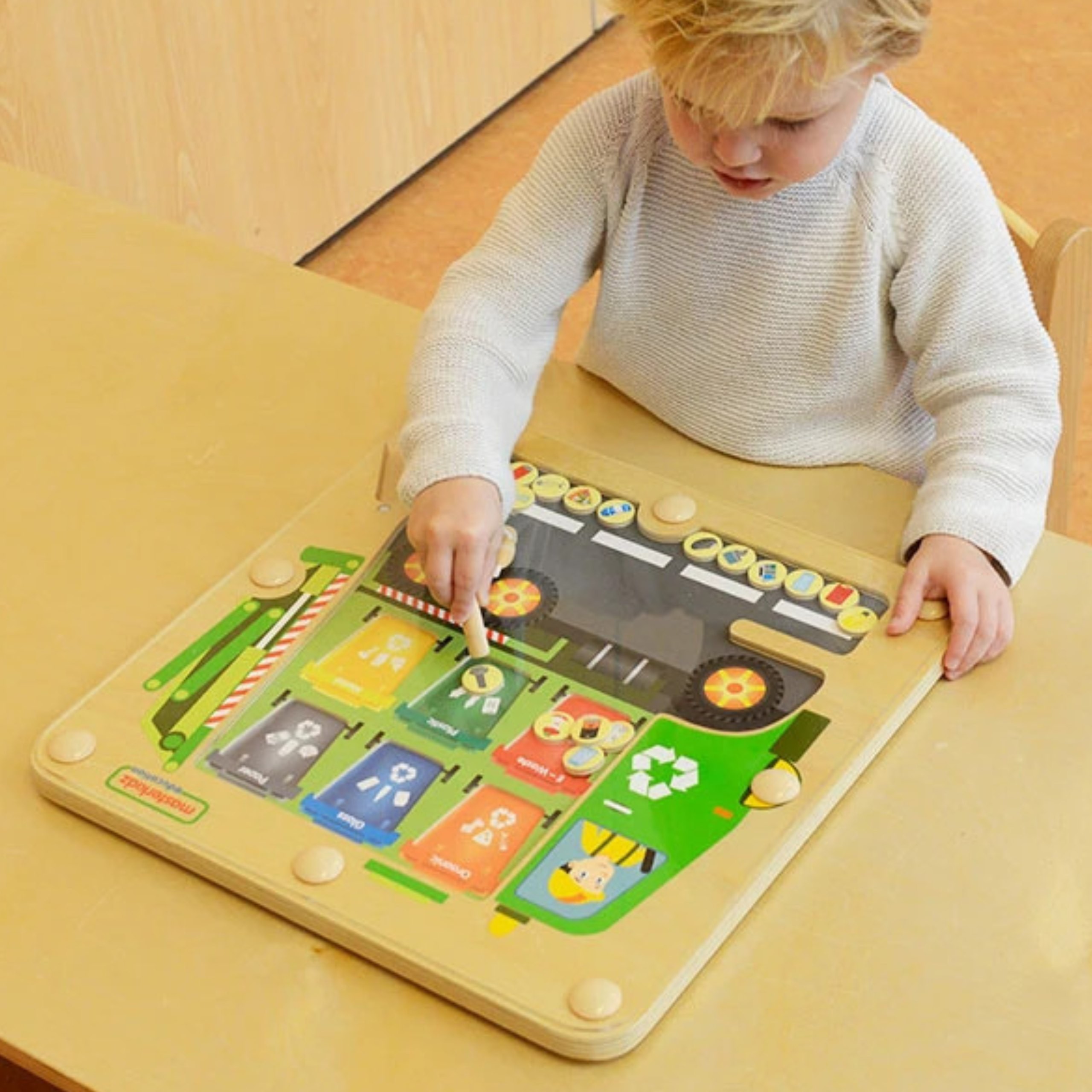 Masterkidz medinė magnetinė edukacinė lenta „Atliekų rūšiavimas“