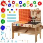 Masterkidz medinės STEM dirbtuvės XXL su įrankiais ir mechanikos sistema