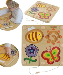 Masterkidz medinis magnetinis labirintas „Vabaliukai“