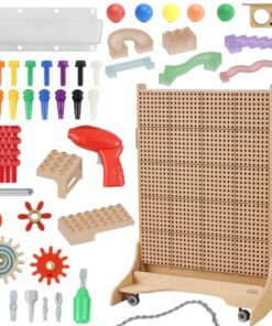 Masterkidz mobilioji manipuliacinė STEM lenta su įrankiais ir 400+ detalių rinkiniu