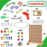 Masterkidz mobilioji manipuliacinė STEM lenta su įrankiais ir 400+ detalių rinkiniu