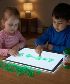 Masterkidz skaidrios žalios skaičių figūros – šviesos stalo matematika