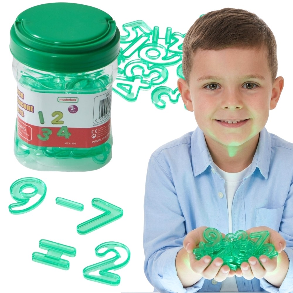 Masterkidz skaidrios žalios skaičių figūros – šviesos stalo matematika