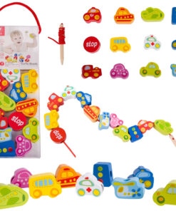 Medinė vėrimo dėlionė „Kelių eismas“ – 13 el.