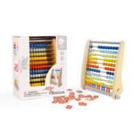 Medinis edukacinis abacus su 46 elementais ir užduočių kortelėmis