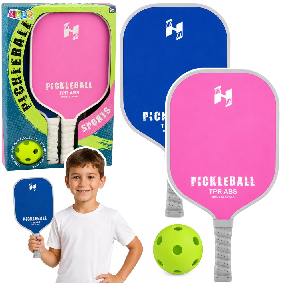 Pickleball rinkinys vaikams ir suaugusiems – rožinė ir mėlyna raketės Pickleball rinkinys vaikams ir suaugusiems – rožinė ir mėlyna raketės