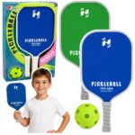 Pickleball rinkinys vaikams ir suaugusiems – žalios ir mėlynos raketės