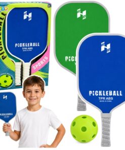 Pickleball rinkinys vaikams ir suaugusiems – žalios ir mėlynos raketės