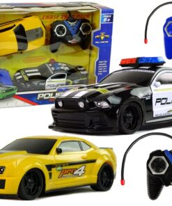 Policijos ir sportinio automobilio gaudynių rinkinys su 2 pultais