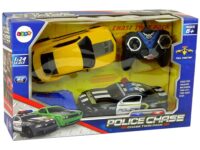 Policijos ir sportinio automobilio gaudynių rinkinys su 2 pultais