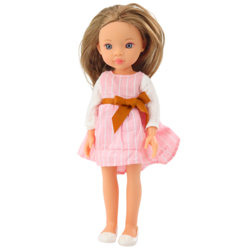 Pretty Girl lėlė 32 cm – rožinė dryžuota suknelė