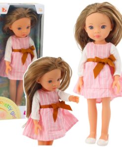 Pretty Girl lėlė 32 cm – rožinė dryžuota suknelė