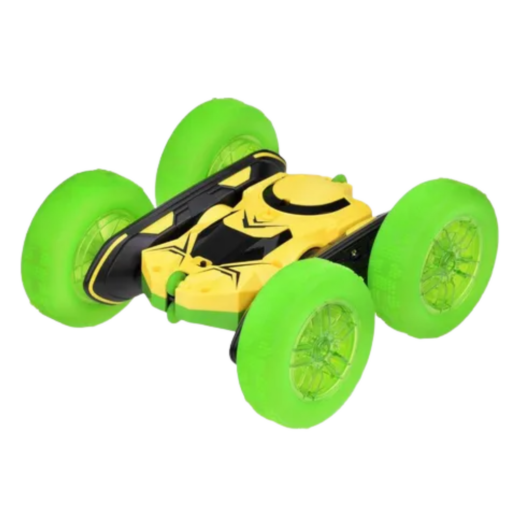 RC 360° Green Stunt Car – dvipusė akrobatinė mašinėlė su LED ratais
