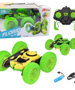 RC 360° Green Stunt Car – dvipusė akrobatinė mašinėlė su LED ratais