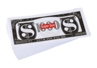 Raudona Money Gun pinigų šaudyklė – su banknotais