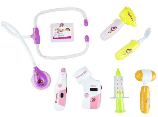Rožinis gydytojo lagaminėlis su priedais