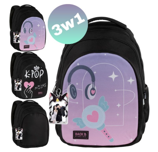 BackUP K‑POP 3‑in‑1 mokyklinė kuprinė – 26 L