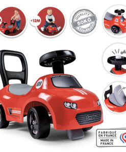 Smoby Ride‑On raudona važiuoklė su klaksonu ir daiktadėže