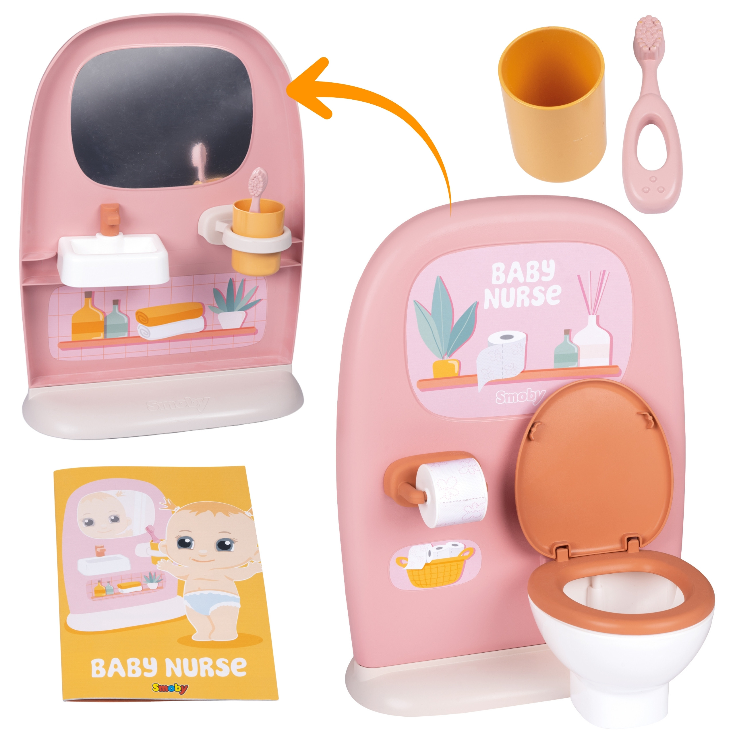 Smoby dvipusė lėlių higienos stotelė – tualetas + praustuvė viename