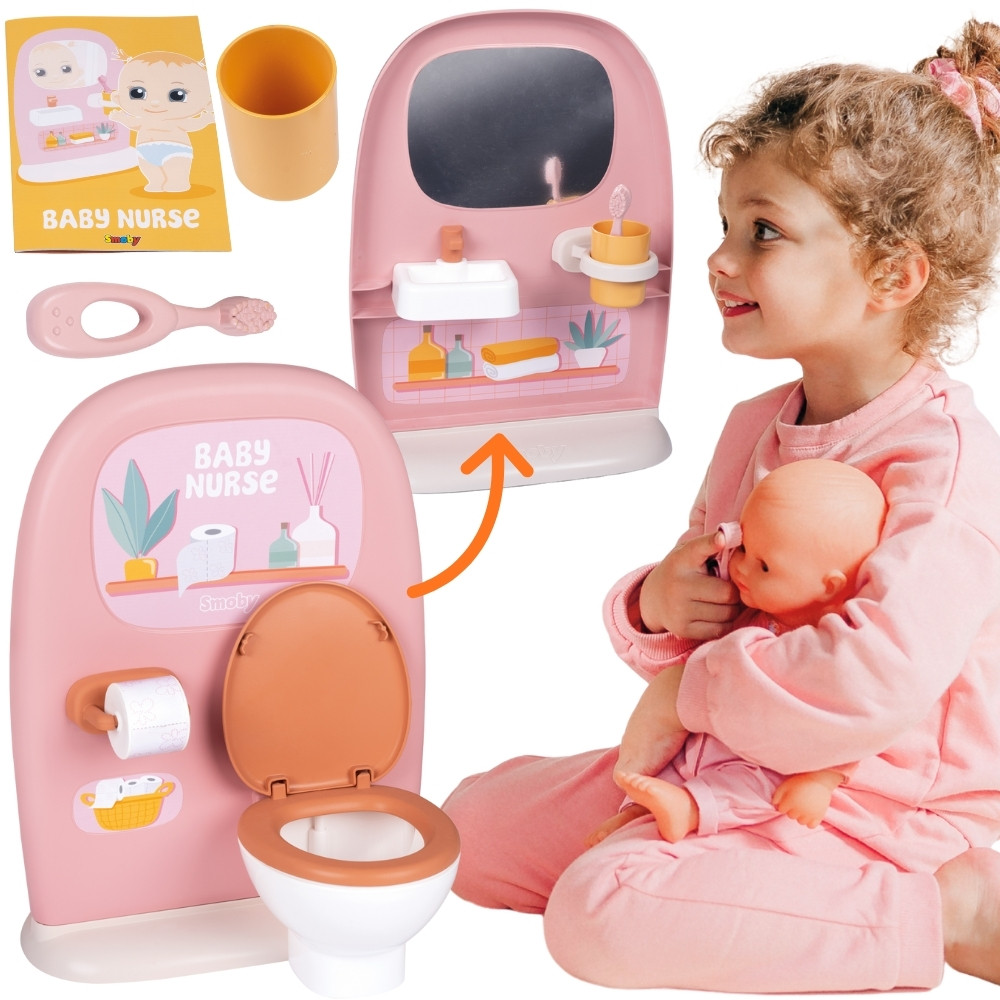 Smoby dvipusė lėlių higienos stotelė – tualetas + praustuvė viename