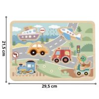 Tooky Toy medinė interaktyvi traukinio dėlionė – 6 el.