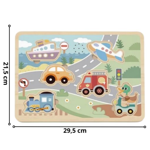 Tooky Toy medinė interaktyvi traukinio dėlionė – 6 el.