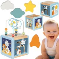 Tooky Toy medinė kosmoso aktyvumo kubo stotis