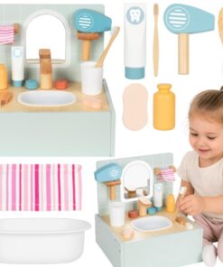 Tooky Toy medinė vonios ir higienos stotelė su aksesuarais